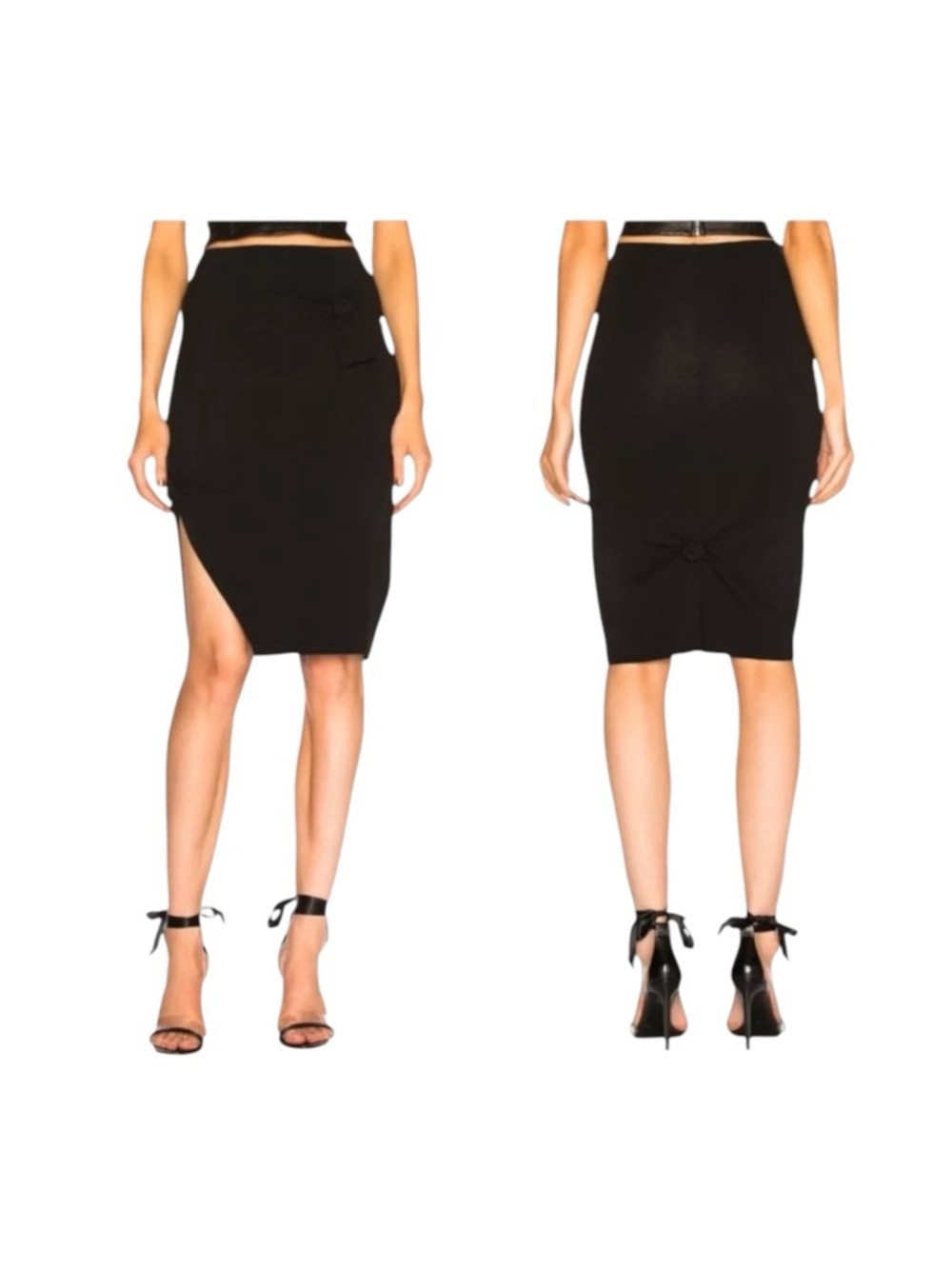 new Helmut Lang ♌︎ Slinky Sexy Knot Mini Skirt ♌︎ Black Stretch Jersey ♌︎ Large - Picture 11 of 16
